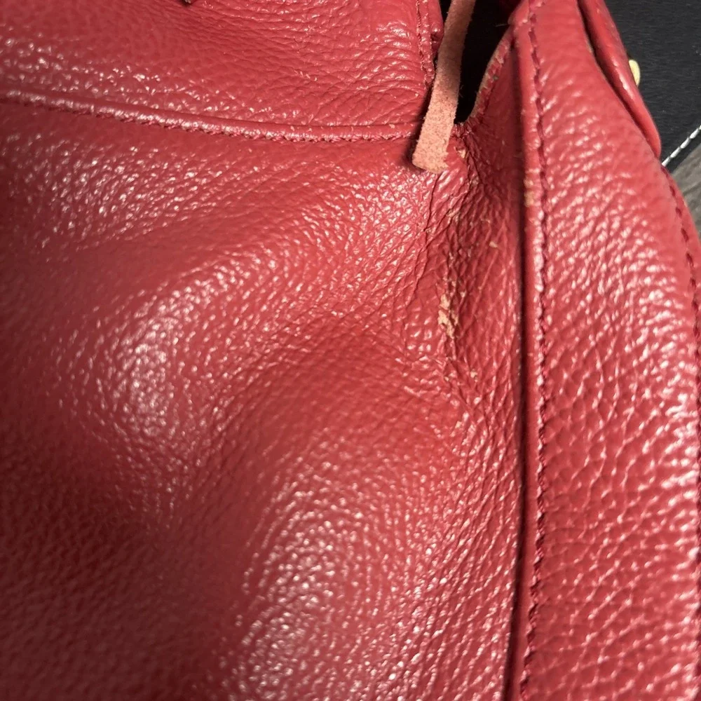 ONNA EHRLICH RACHEL Red Pebbled Leather Large Hobo Bag Purse Tassle Designer Zip